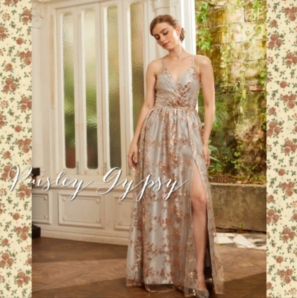 Contrast Sequined Geometric Pattern Maxi Dress - Picture 7 of 14